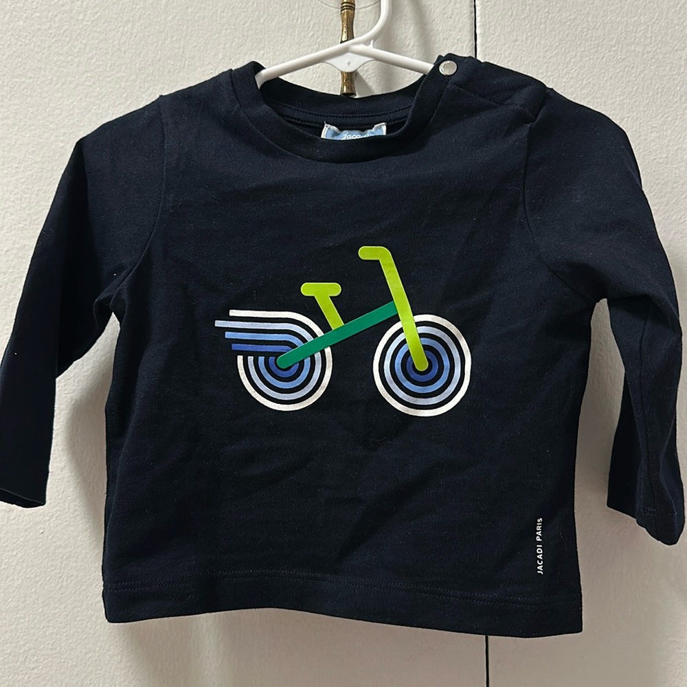 Navy Jacadi bike long sleeve shirt size 12M like new!